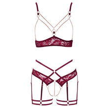 Load image into Gallery viewer, Abierta Fina Open Red Lace Set