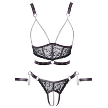 Load image into Gallery viewer, Cottelli Lace and Chain Bondage Crotchless Set
