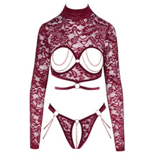Load image into Gallery viewer, Abierta Fina Open Red Lace Body