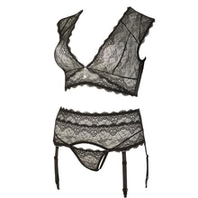 Load image into Gallery viewer, Cottelli Plus Size Bralette and String Set Black