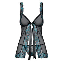 Load image into Gallery viewer, Obsessive Open Front Babydoll And String Black
