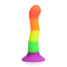 Load image into Gallery viewer, Proud Rainbow Silicone Dildo with Harness