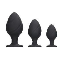 Load image into Gallery viewer, Ouch Silicone Swirled Butt Plug Set Black