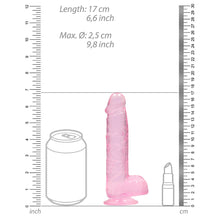 Load image into Gallery viewer, RealRock 6 Inch Pink Realistic Crystal Clear Dildo