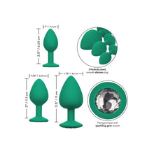 Load image into Gallery viewer, Cheeky Gems Butt Plugs 3 Piece Set Green