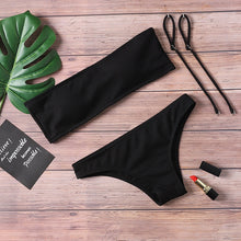 Load image into Gallery viewer, Solid Bikini Swimsuit women's Beach suit 2019 low waist sexy off shoulder swimsuit women's padded bra swimsuit