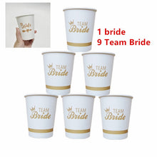 Load image into Gallery viewer, 10pcs Team Bride Paper Cups Wedding Decoration Party Bride To Be Hen Night Bachelorette Bridal Shower Party Decoration Favor-S