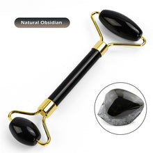 Load image into Gallery viewer, Black Jade Roller Face Massage Roller Double Heads Eyes Face Massager Natural Beauty Tool Stone Needle Relaxation Neck Thin Lift
