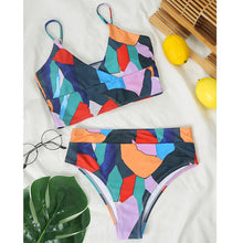 Load image into Gallery viewer, Mossha Multicolor sexy bikini set Bandeau high waist bikini 2020 Push up swimwear Retro women's swimsuit Printed bathing suit
