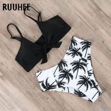 Load image into Gallery viewer, RUUHEE Bikini Swimwear Women Swimsuit 2021 High Waist Bikini Set Push Up Front Knot Bathing Suit Women Summer Beach wear Biquini