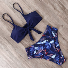 Load image into Gallery viewer, RUUHEE Bikini Swimwear Women Swimsuit 2021 High Waist Bikini Set Push Up Front Knot Bathing Suit Women Summer Beach wear Biquini