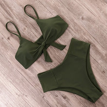 Load image into Gallery viewer, RUUHEE Bikini Swimwear Women Swimsuit 2021 High Waist Bikini Set Push Up Front Knot Bathing Suit Women Summer Beach wear Biquini