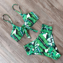 Load image into Gallery viewer, RUUHEE Bikini Swimwear Women Swimsuit 2021 High Waist Bikini Set Push Up Front Knot Bathing Suit Women Summer Beach wear Biquini