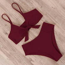 Load image into Gallery viewer, RUUHEE Bikini Swimwear Women Swimsuit 2021 High Waist Bikini Set Push Up Front Knot Bathing Suit Women Summer Beach wear Biquini
