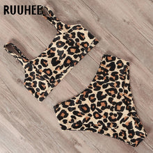 Load image into Gallery viewer, RUUHEE Bikini Swimwear Women Swimsuit 2021 High Waist Bikini Set Push Up Front Knot Bathing Suit Women Summer Beach wear Biquini