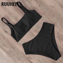 Load image into Gallery viewer, RUUHEE Bikini Swimwear Women Swimsuit 2021 High Waist Bikini Set Push Up Front Knot Bathing Suit Women Summer Beach wear Biquini