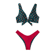 Load image into Gallery viewer, SEASELFIE Sexy Floral V-neck Thong Bikini Sets Reversible Bottom Swimsuit Two Pieces Swimwear Women 2021 Beach Bathing Suits