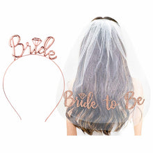 Load image into Gallery viewer, Bachelorette Party Supplies Crown Headband Veil Bride To Be Gilded Bride for Valentines Hen Party Night Wedding Bridal Shower