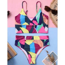 Load image into Gallery viewer, Mossha Multicolor sexy bikini set Bandeau high waist bikini 2020 Push up swimwear Retro women's swimsuit Printed bathing suit