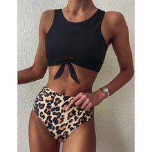 Load image into Gallery viewer, High Waist Bikini Leopard Swimsuit Women Bikini 2021 Floral Swimsuit Print High Neck Bikini Push Up Swimwear Snake Bathing Suit