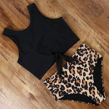 Load image into Gallery viewer, High Waist Bikini Leopard Swimsuit Women Bikini 2021 Floral Swimsuit Print High Neck Bikini Push Up Swimwear Snake Bathing Suit