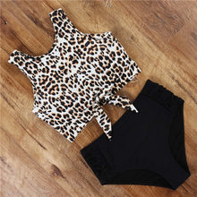 Load image into Gallery viewer, High Waist Bikini Leopard Swimsuit Women Bikini 2021 Floral Swimsuit Print High Neck Bikini Push Up Swimwear Snake Bathing Suit