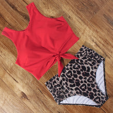 Load image into Gallery viewer, High Waist Bikini Leopard Swimsuit Women Bikini 2021 Floral Swimsuit Print High Neck Bikini Push Up Swimwear Snake Bathing Suit