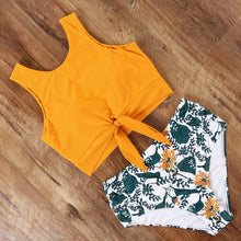 Load image into Gallery viewer, High Waist Bikini Leopard Swimsuit Women Bikini 2021 Floral Swimsuit Print High Neck Bikini Push Up Swimwear Snake Bathing Suit