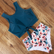 Load image into Gallery viewer, High Waist Bikini Leopard Swimsuit Women Bikini 2021 Floral Swimsuit Print High Neck Bikini Push Up Swimwear Snake Bathing Suit
