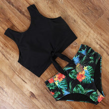 Load image into Gallery viewer, High Waist Bikini Leopard Swimsuit Women Bikini 2021 Floral Swimsuit Print High Neck Bikini Push Up Swimwear Snake Bathing Suit