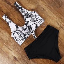 Load image into Gallery viewer, High Waist Bikini Leopard Swimsuit Women Bikini 2021 Floral Swimsuit Print High Neck Bikini Push Up Swimwear Snake Bathing Suit