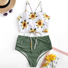 Load image into Gallery viewer, High Waist Bikini Leopard Swimsuit Women Bikini 2021 Floral Swimsuit Print High Neck Bikini Push Up Swimwear Snake Bathing Suit