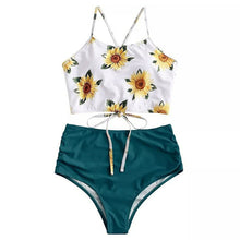 Load image into Gallery viewer, High Waist Bikini Leopard Swimsuit Women Bikini 2021 Floral Swimsuit Print High Neck Bikini Push Up Swimwear Snake Bathing Suit