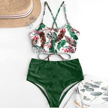 Load image into Gallery viewer, High Waist Bikini Leopard Swimsuit Women Bikini 2021 Floral Swimsuit Print High Neck Bikini Push Up Swimwear Snake Bathing Suit