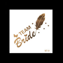 Load image into Gallery viewer, 10pc Bachelorette Party team Bride Bridesmaid tribe squad temporary tattoo Hen Night Golden Sticker bride to be wedding supplies