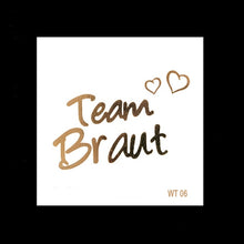 Load image into Gallery viewer, 10pc Bachelorette Party team Bride Bridesmaid tribe squad temporary tattoo Hen Night Golden Sticker bride to be wedding supplies