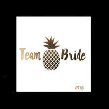 Load image into Gallery viewer, 10pc Bachelorette Party team Bride Bridesmaid tribe squad temporary tattoo Hen Night Golden Sticker bride to be wedding supplies
