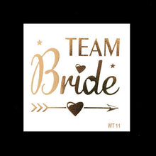 Load image into Gallery viewer, 10pc Bachelorette Party team Bride Bridesmaid tribe squad temporary tattoo Hen Night Golden Sticker bride to be wedding supplies