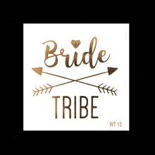 Load image into Gallery viewer, 10pc Bachelorette Party team Bride Bridesmaid tribe squad temporary tattoo Hen Night Golden Sticker bride to be wedding supplies