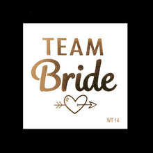 Load image into Gallery viewer, 10pc Bachelorette Party team Bride Bridesmaid tribe squad temporary tattoo Hen Night Golden Sticker bride to be wedding supplies