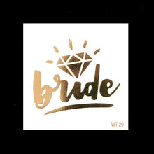 Load image into Gallery viewer, 10pc Bachelorette Party team Bride Bridesmaid tribe squad temporary tattoo Hen Night Golden Sticker bride to be wedding supplies