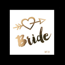 Load image into Gallery viewer, 10pc Bachelorette Party team Bride Bridesmaid tribe squad temporary tattoo Hen Night Golden Sticker bride to be wedding supplies