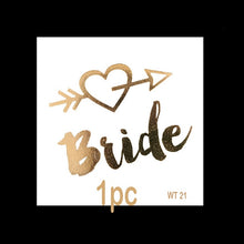Load image into Gallery viewer, 10pc Bachelorette Party team Bride Bridesmaid tribe squad temporary tattoo Hen Night Golden Sticker bride to be wedding supplies