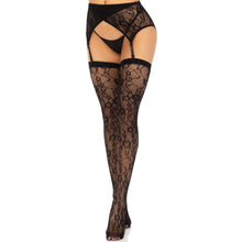Load image into Gallery viewer, Leg Avenue Lace Stockings and Garterbelt Black
