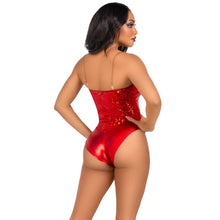 Load image into Gallery viewer, Leg Avenue Sequin Boned Bodysuit Red
