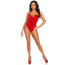 Load image into Gallery viewer, Leg Avenue Sequin Boned Bodysuit Red
