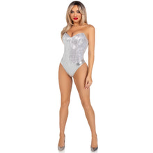 Load image into Gallery viewer, Leg Avenue Sequin Boned Bodysuit Silver
