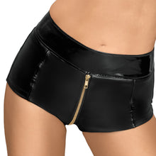 Load image into Gallery viewer, Noir Black Zip Up Hot Pants
