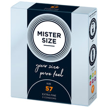 Load image into Gallery viewer, Mister Size 57mm Your Size Pure Feel Condoms 3 Pack
