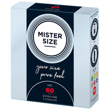 Load image into Gallery viewer, Mister Size 60mm Your Size Pure Feel Condoms 3 Pack
